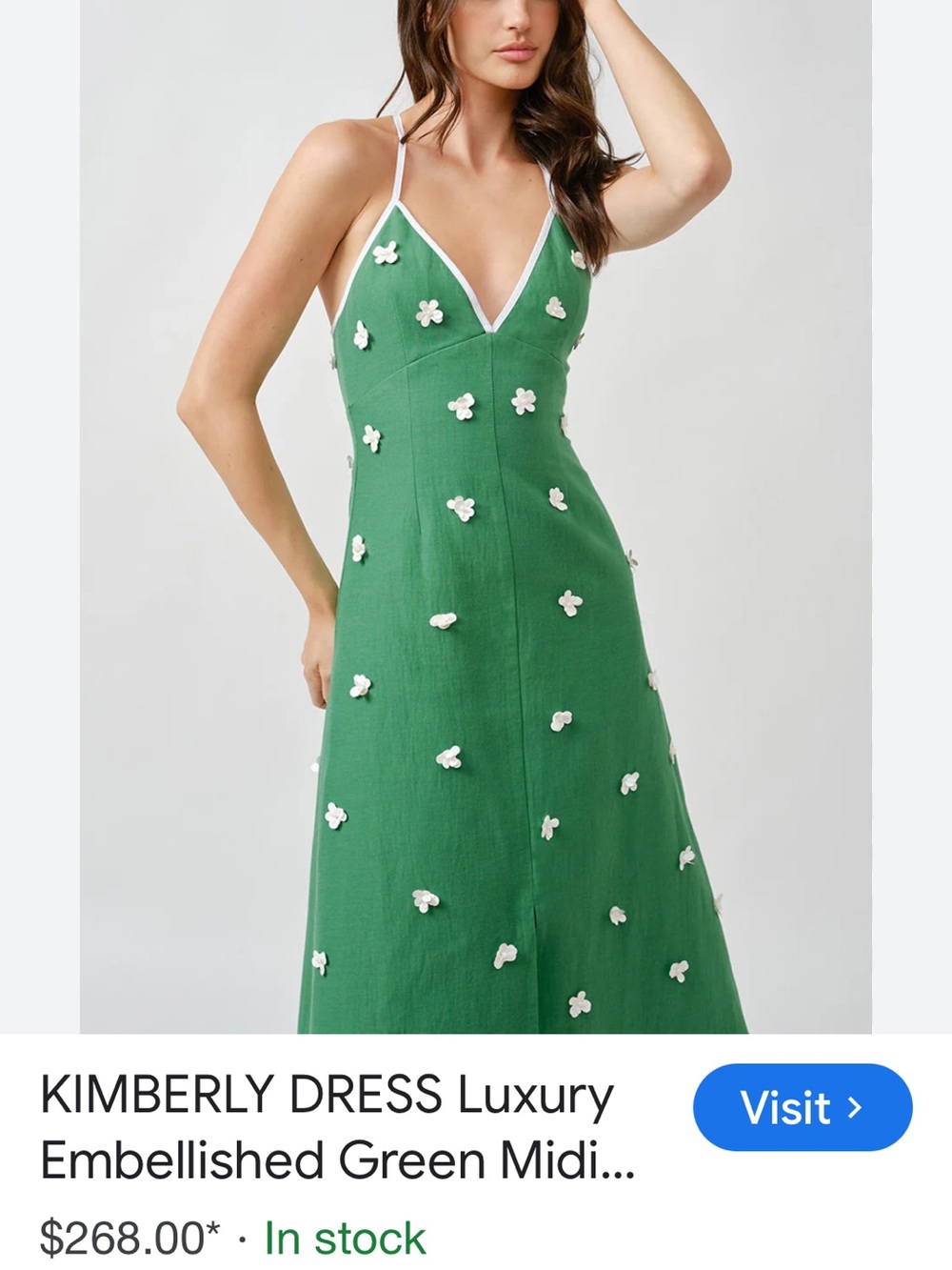 Muade club Kimberly Green Embellished Midi Dress NWT